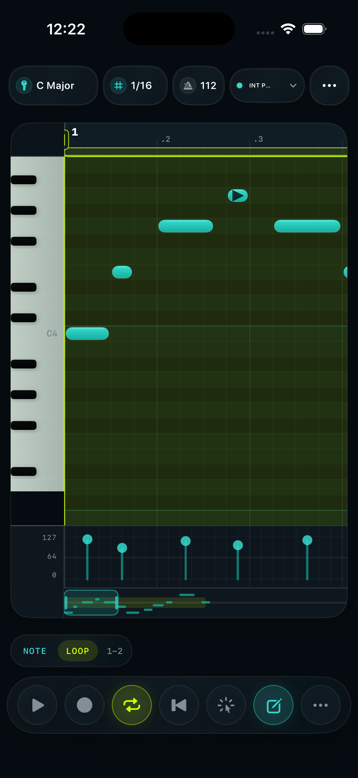Riffpad dark appearance on iPhone